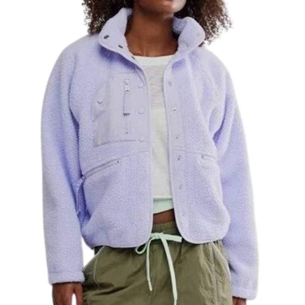 Free People Movement Hit‎ The Slopes Jacket Purple Fleece Snap XL Outdoors Ski